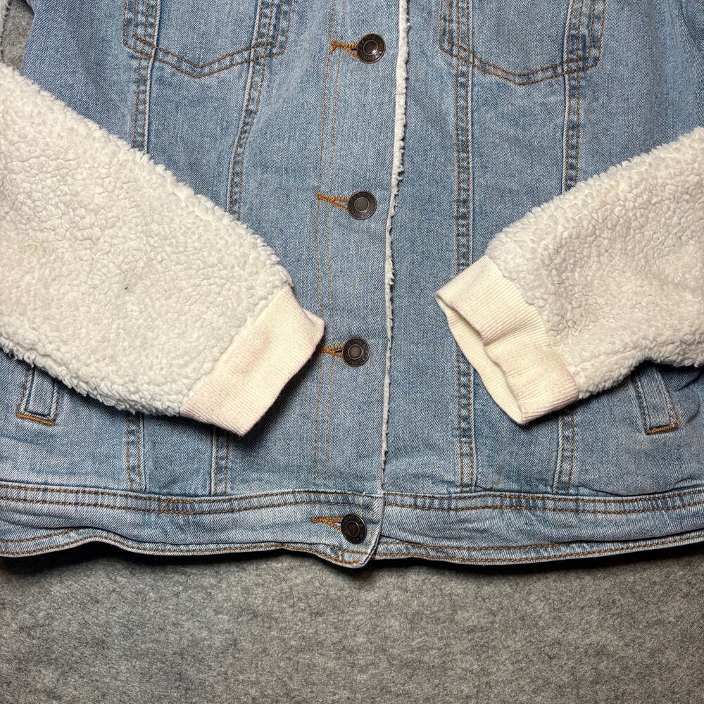 Maurices Women M Denim Jacket Casual Long Sleeve Blue White - Picture 4 of 8